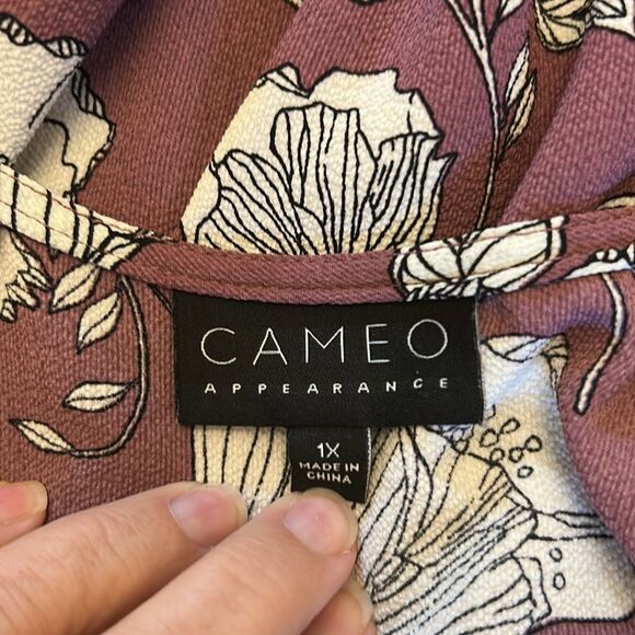 Cameo Appearance mauve white floral open lightweight cardigan Size 1X EUC - Picture 8 of 9